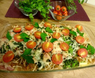 Ovnsrett med pasta, pølser og brokkoli !