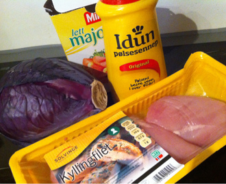 Dagens lunsj: stekt kyllingfilet med "mager coleslaw"