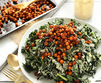 Garlicky Kale Salad with Crispy Chickpeas