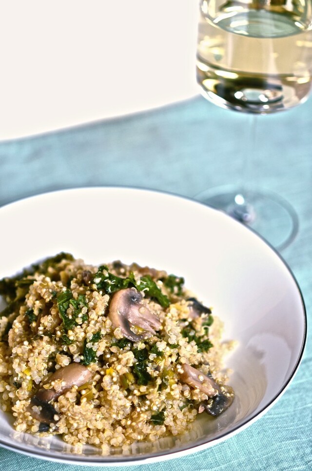 Risotto av quinoa med sopp og grønnkål