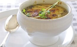 Gratinert Løksuppe