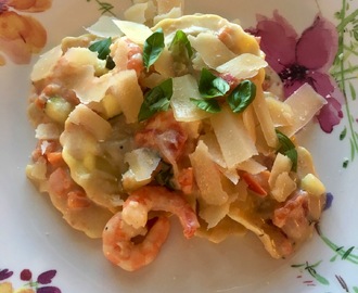 Rekepasta med crème fraîche