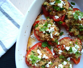 Fylte paprika med quinoa, squash og feta