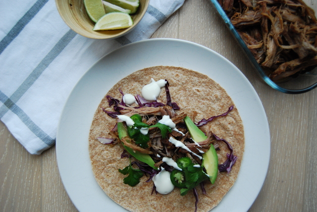 Spicy pulled pork taco