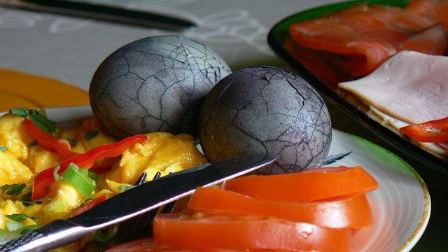 Marmorerte egg og eggesalat