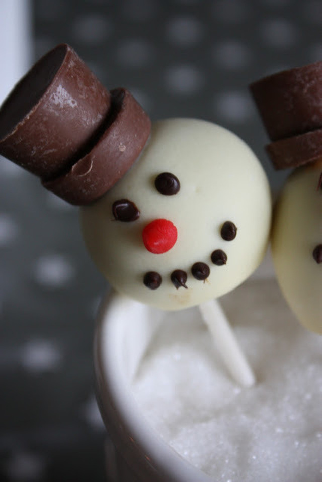 God jul + Cakepops-snømenn
