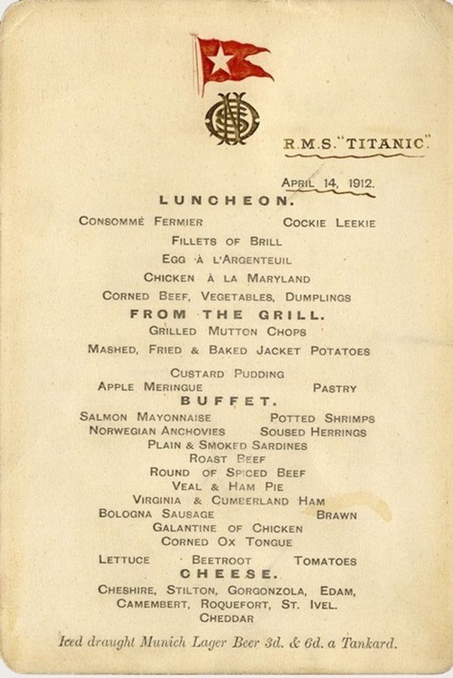 Titanic Lunch Menu Expected To Make £100,000 At Auction