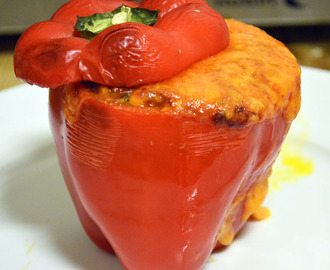 Chiligryte gratinert i paprika