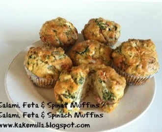 Salami, Feta & Spinat Muffins / Salami, Feta & Spinach Muffins