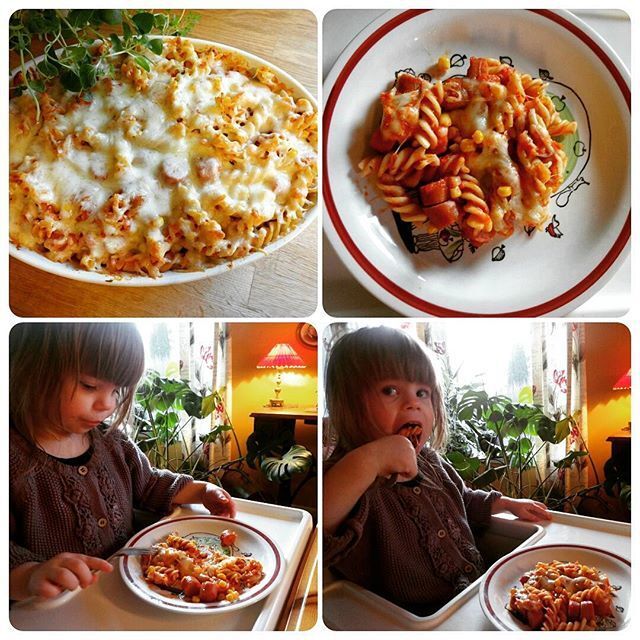 Pølsegrateng med pasta og tomatsaus !