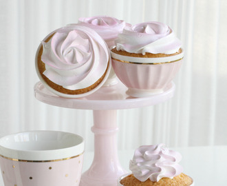 White Cupcakes with a touch of pink