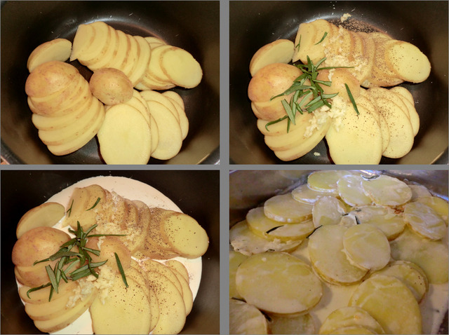 Tilbehør: Fløtegratinerte poteter og pestotomater