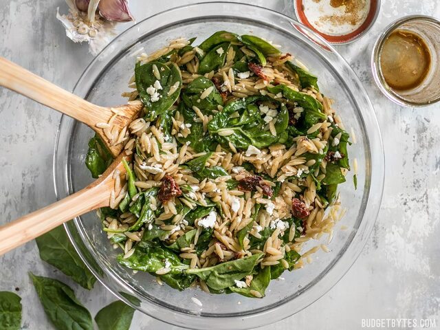 Spinach and Orzo Salad with Balsamic Vinaigrette