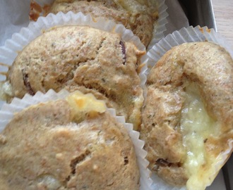 Glutenfri lunsjmuffins med mozarella og saltpølse