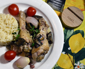 Coq au riesling – kycklinggryta med svamp & vitt vin