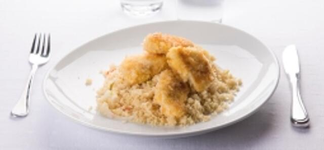 Spicy fiskepinner med couscous