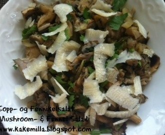 Sopp- og Fennikelsalat med Parmesanflak / Mushrooms- and Fennel Salad with Parmesan Flakes