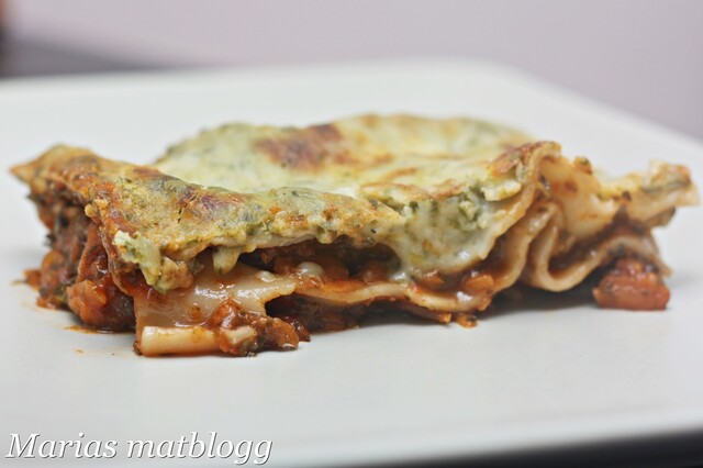 Vegetarisk lasagne med sjampinjong og spinat