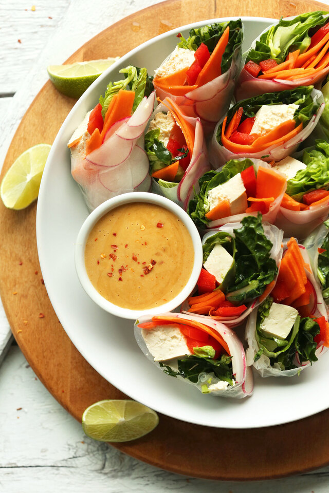 Thai Spring Rolls with Cashew Dipping Sauce