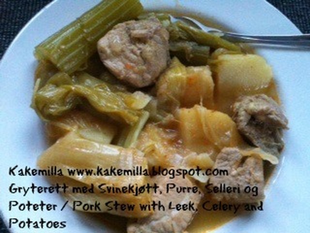 Gryterett med Svinekjøtt, Purre, Selleri og Poteter / Pork Stew with Leek, Celery and Potatoes
