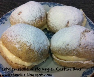 Fastelavnsboller / "Fastelavnsboller"- Norwegian Custard-filled Wheat Buns