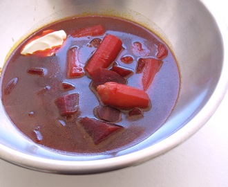 Rubinrød rødbetsuppe. Oppskrift fra et bortgjemt sted i Budapest.