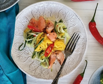 Poached Salmon & Cucumber-Mango Salad