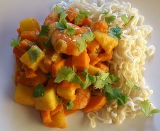 SCAMPI med mango og søtpotet curry & SOAVE hvitvin ♥ஜ