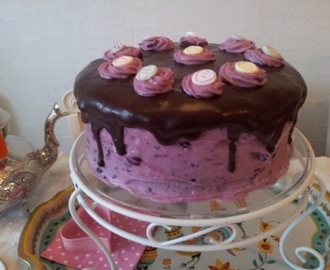 Chocolate cake with blueberry lemon cream cheese frosting