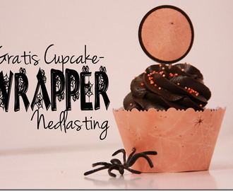 Gratis nedlasting ♥ Oransje Spindelvev CupcakeWrapper + Topper {Halloween}