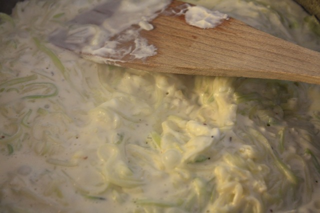 Pasta av squash med saus av smøreost