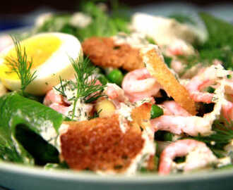 Räksallad med pepparrotsdressing