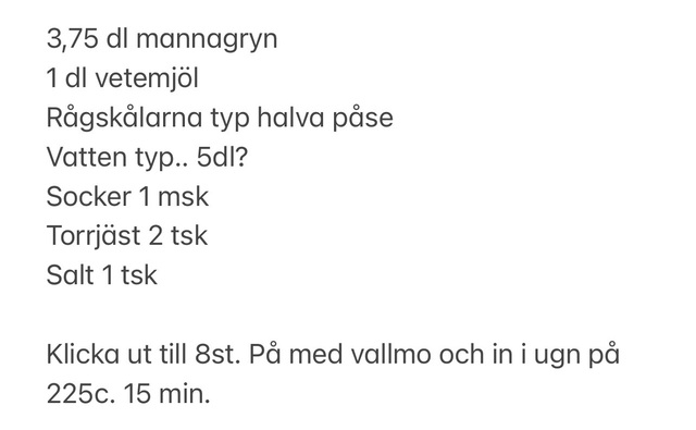 Mannagrynsbröd kalljäst