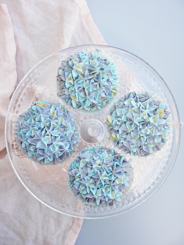 Hortensiacupcakes med blåbär