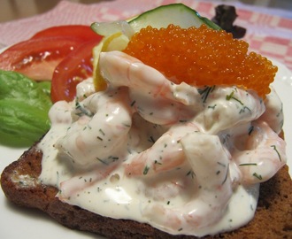 Det ska vara färska räkor i en Toast skagen