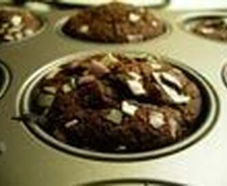 Chokladmuffins med banan och nougat