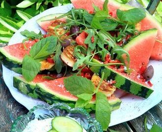 Haloumi med vattenmelon och tzatziki