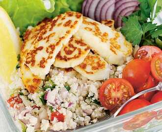 Blomkålstabbouleh med halloumi