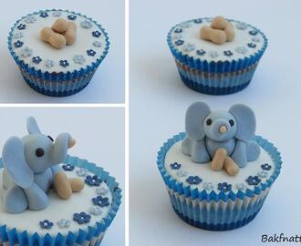 Cupcake med babyblå elefant
