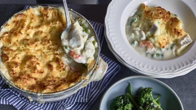 The Hairy Bikers fish pie with cheese mash