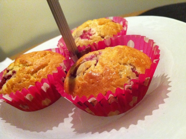 Mumsiga hallonmuffins