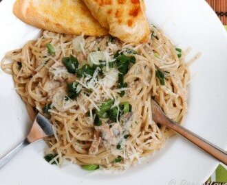 Pasta med champinjonsås