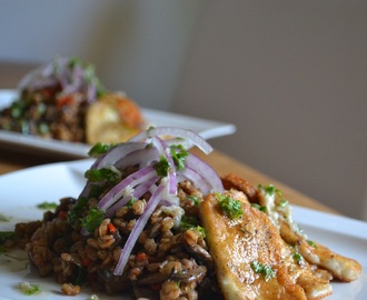 Veckans vegetariska: Matvete med halloumi och gremolata