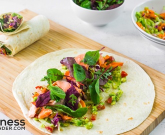 Salmon Tacos with Guacamole & Broccoli Slaw