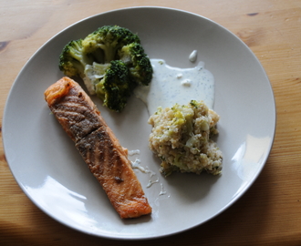 Halstrad lax med citron och blomkålstabbouleh