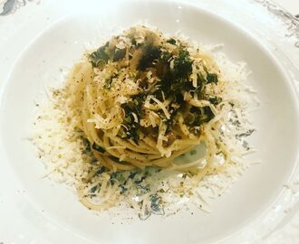 Pasta grönkål sardeller kapris citron