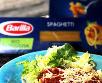 Skolans köttfärssås och Barillas nya, ekologiska pasta