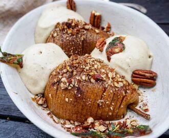 Hasselback Pear and Ginger Nicecream