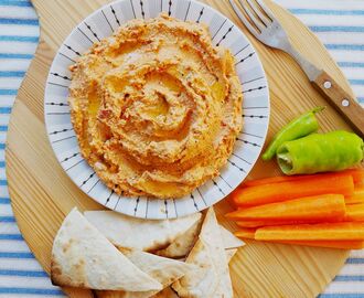Greek Spicy Feta Cheese Spread with Tortilla and Carrot Sticks