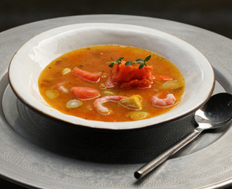 Bouillabaisse och rouille med rostad paprika